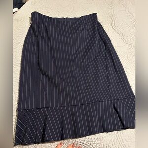 White House Black Market Navy Striped Pencil Skirt